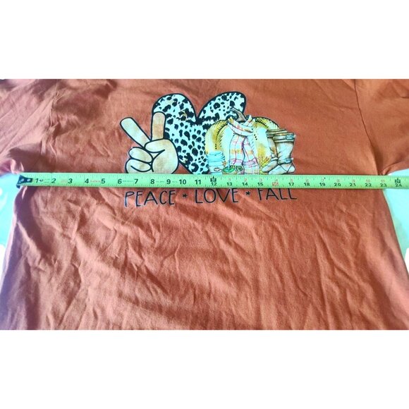 Gildan XL Peace Love Fall Long Sleeve 100% Cotton T-Shirt - Picture 10 of 14